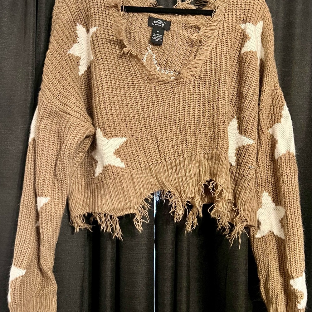 Distressed Star Sweater by Wild Fable - Brown